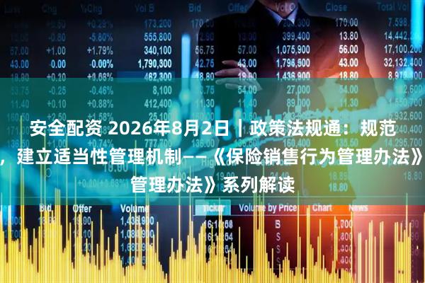 安全配资 2026年8月2日｜政策法规通：规范保险销售，建立适当性管理机制——《保险销售行为管理办法》系列解读
